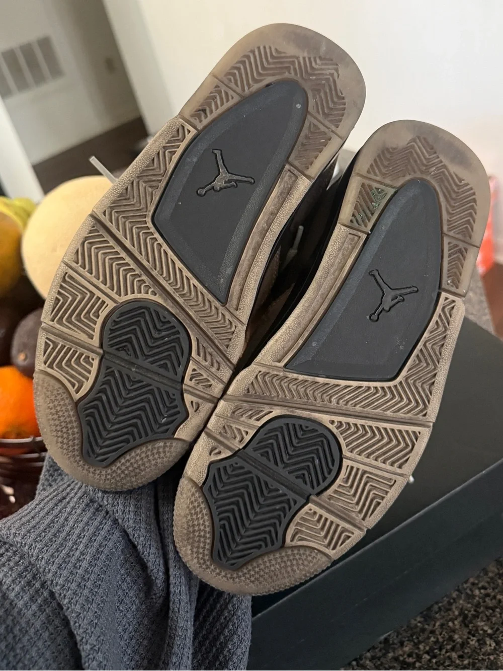 Air Jordan 4 Kids Low-Top Sneakers in Taupe, Brown and Black
